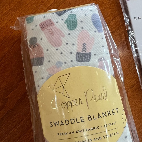 Copper Pearl swaddle and headband set new! pastel Winter mittens - Picture 2 of 3